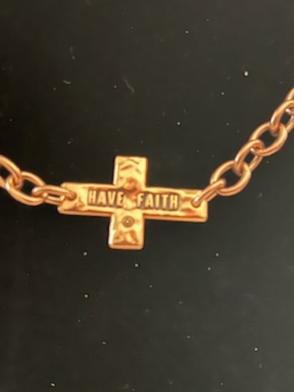 Katia Designs "Have Faith" Cross Gold Chain Choker Necklace (Retired New) - Picture 4 of 4